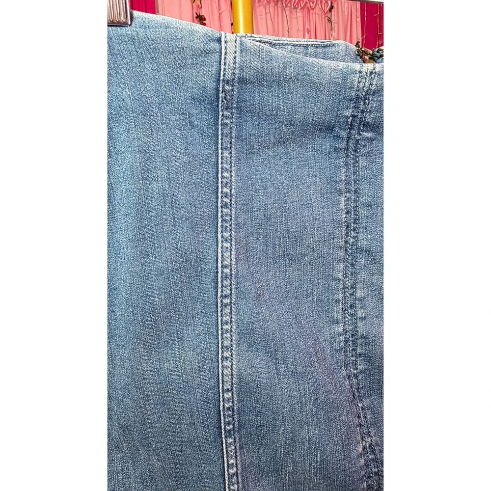 Free People Y2K Denim Mini Skirt Light Wash Blue Paneled High Rise Size 10 - Picture 5 of 9